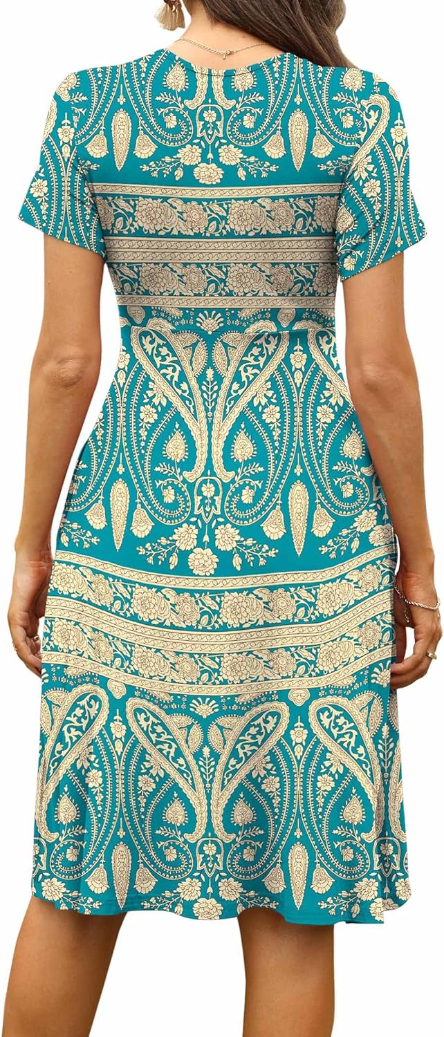Thumbnail 3 de WEACZZY Women's Summer Day Dress with Pockets: Floral V-Neck Empire Waist