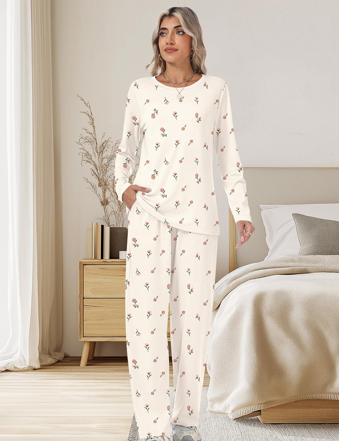 Thumbnail 4 de Rapbin Schlafanzug Damen Lang Pyjama Set