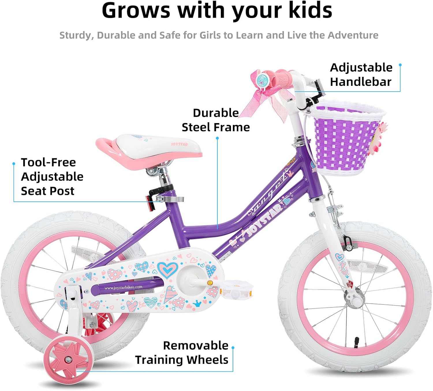 Thumbnail 1 de JOYSTAR Angel Girls Bike: Versatile Learn-to-Ride BMX-Style Bike for Toddlers and Kids