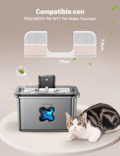 Detalle de 6 Piezas de Filtro y 6 Piezas de Esponjas Filtrantes de Repuesto para FEELNEEDY FN-W17 (3.2L)