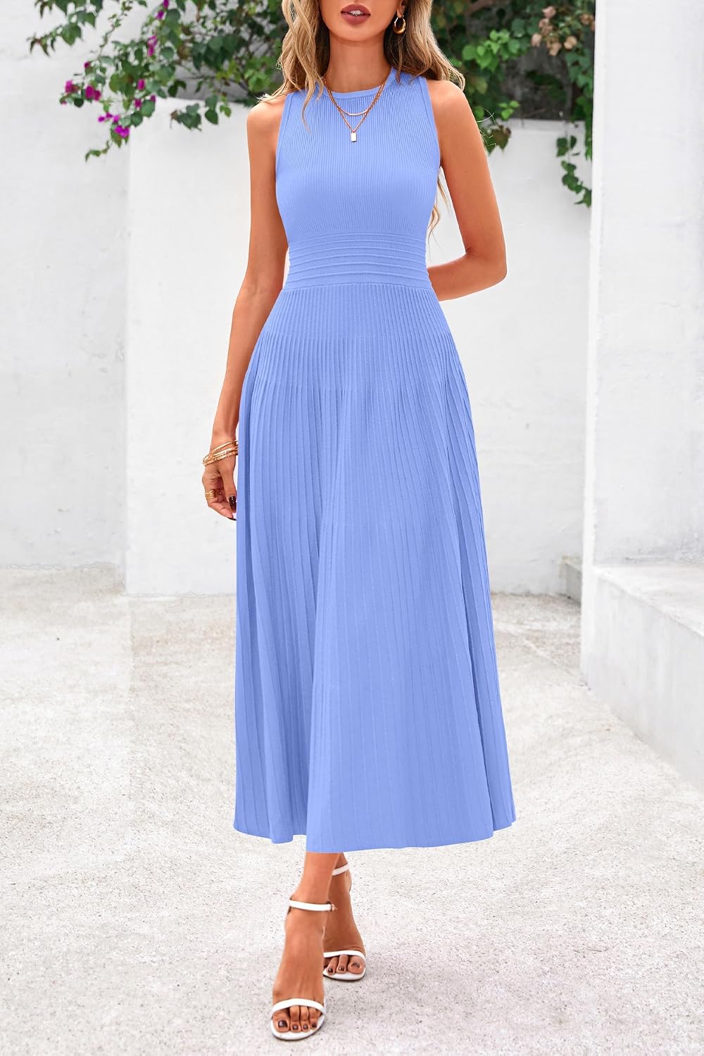 Thumbnail 2 de PRETTYGARDEN PR930 Women's Pleated Knit Midi Dress, Sleeveless A-Line