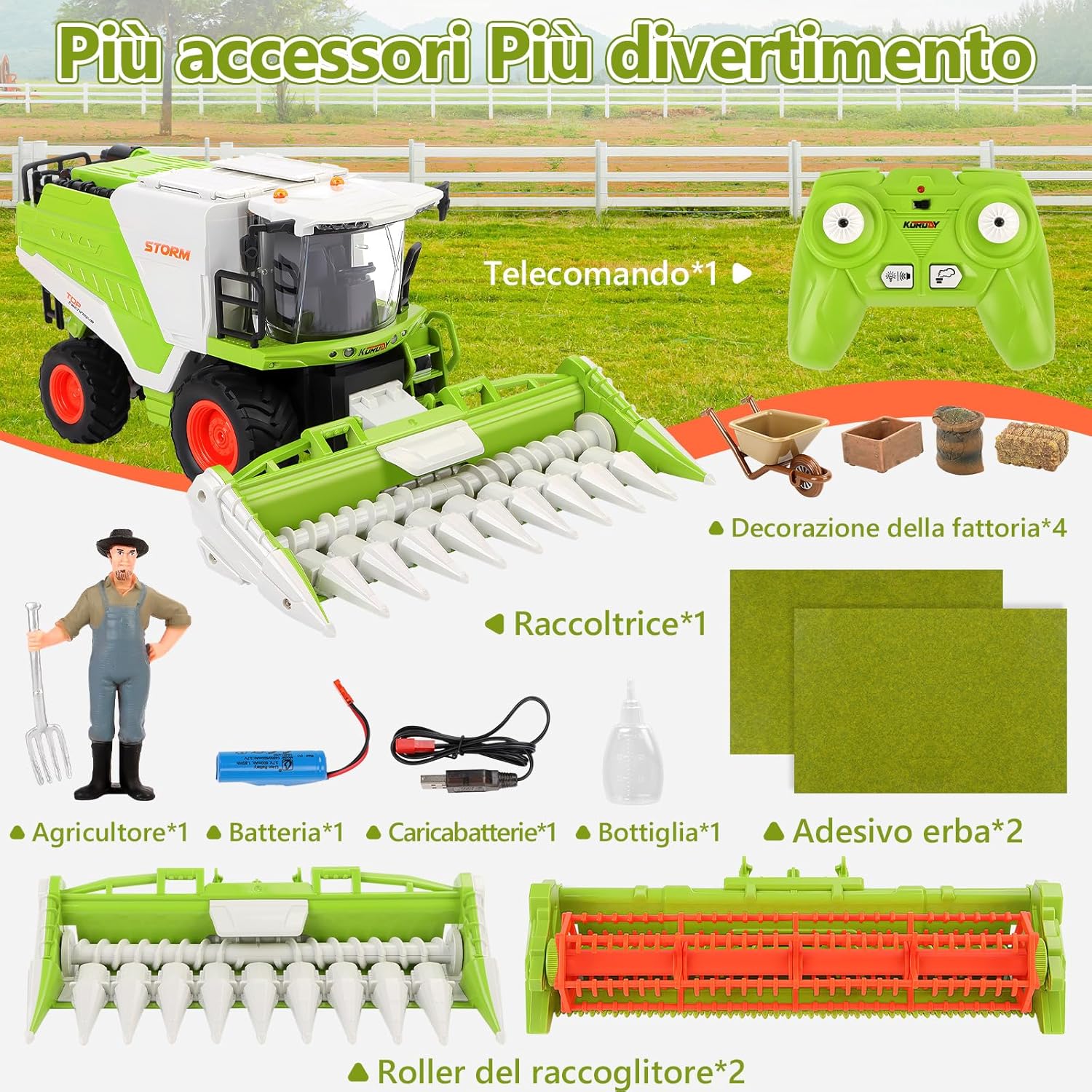 Detalle de Charmofun Mietitrebbia Telecomandata con Spruzzatura: Trattore RC 2,4 GHz per bambini