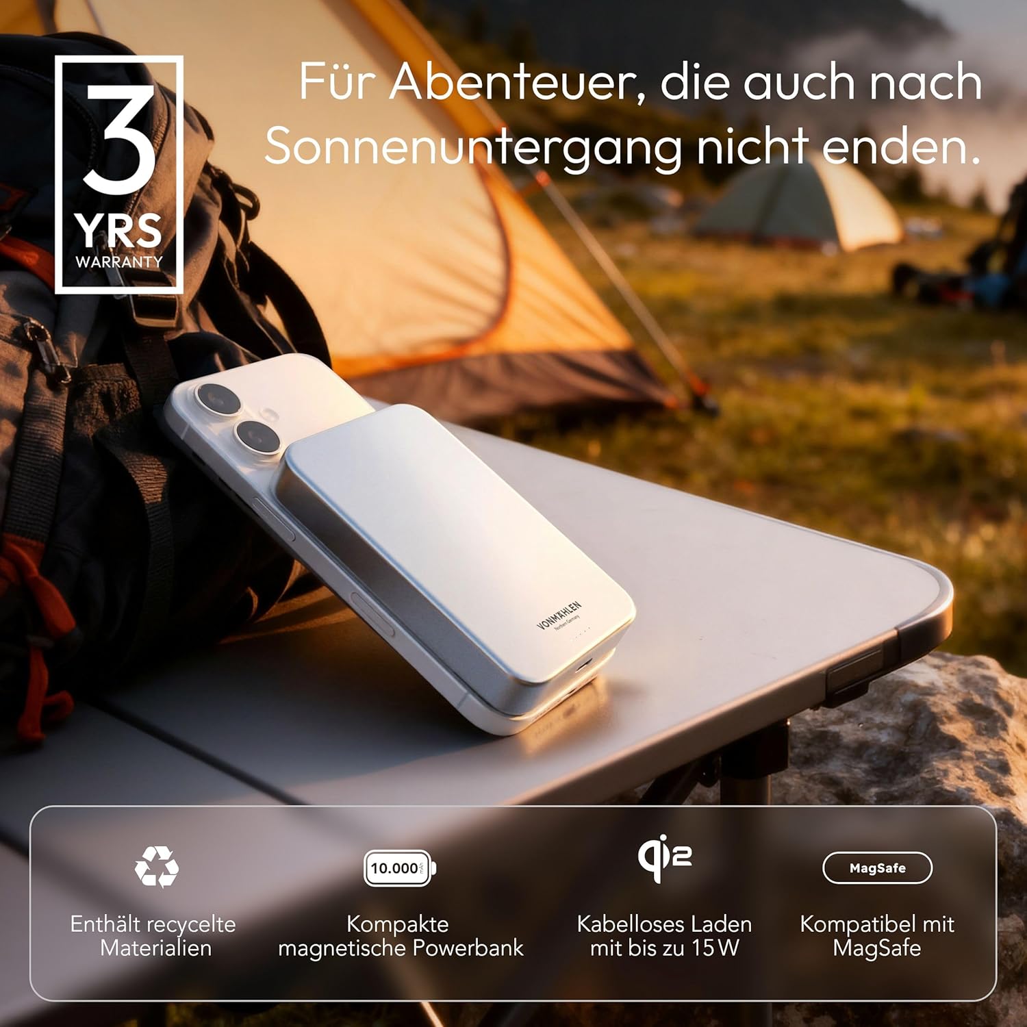 Thumbnail 1 de VONMÄHLEN Evergreen Mag 10000mAh: power bank magnetico con ricarica wireless 15 W e PD 20 W, compatibile MagSafe