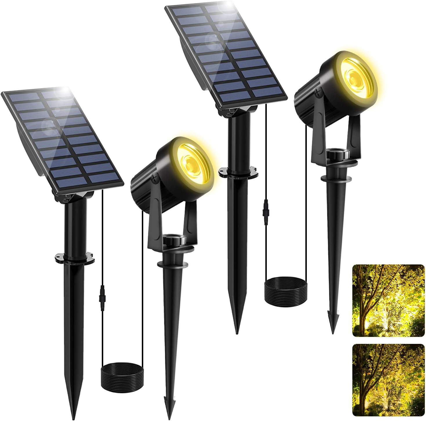 Detalle de NATPOW Solar Gartenstrahler 3000K IP65 2er-Set