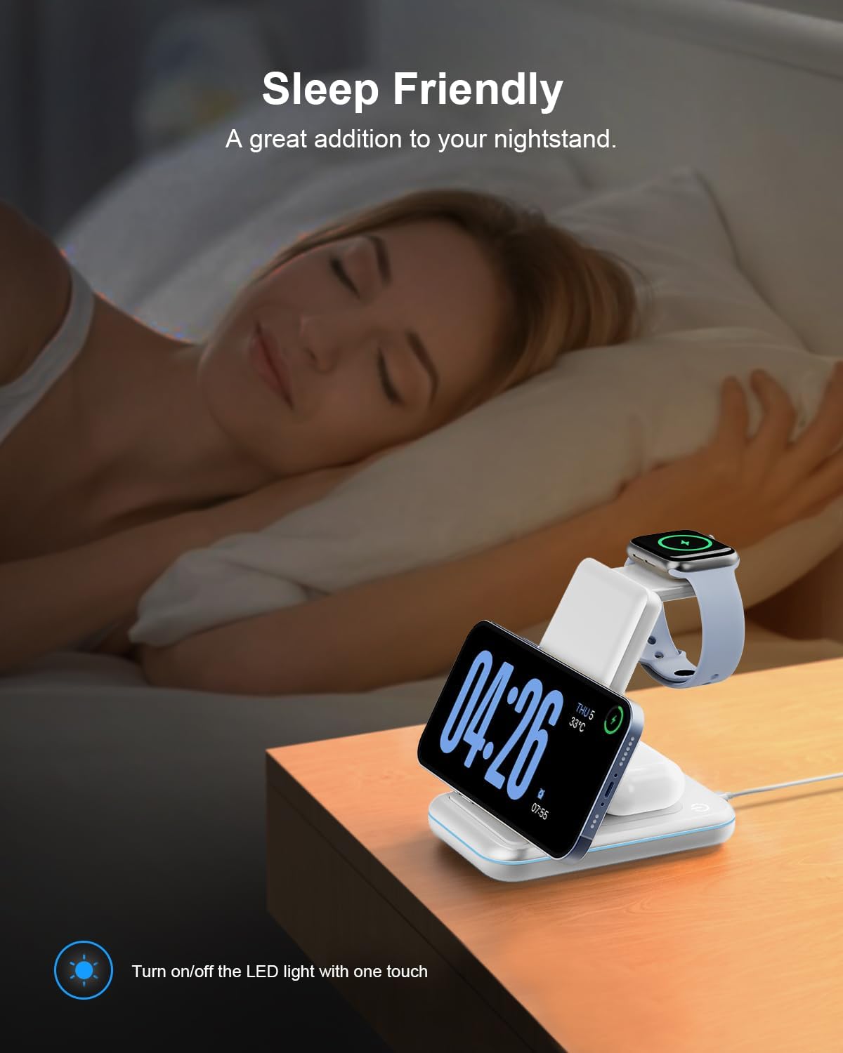 Thumbnail 3 de JoyGeek Chargeur Induction 3 en 1, Chargeur sans Fil Pliable pour iPhone, Apple Watch et AirPods