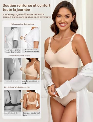 Thumbnail 1 de EIISSION Soutien-Gorge Sans Armature Push Up Rembourré - Brassière sans Coutures