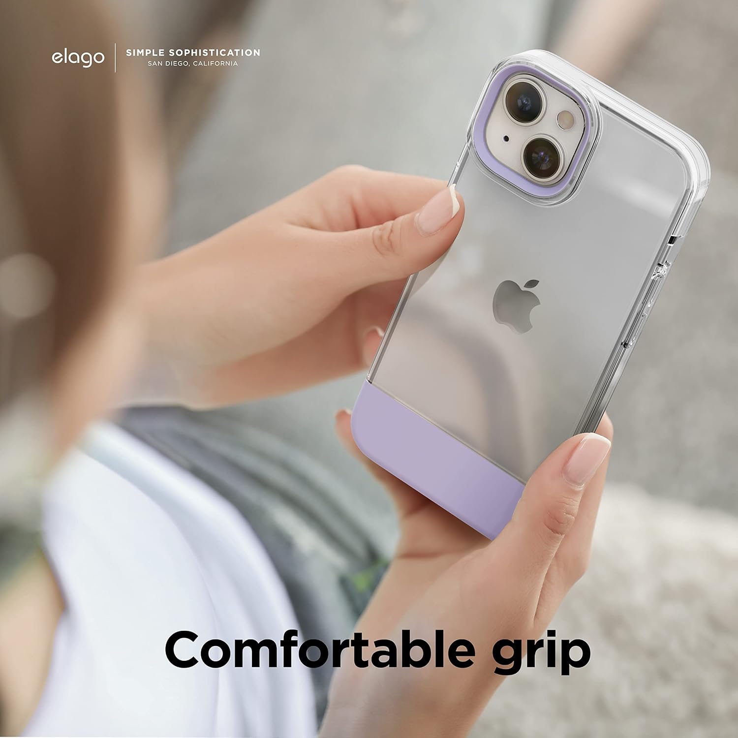 Detalle 2 de elago Custodia Glide per iPhone 14 (6,1") in TPU antiurto con protezione fotocamera Clear/Viola