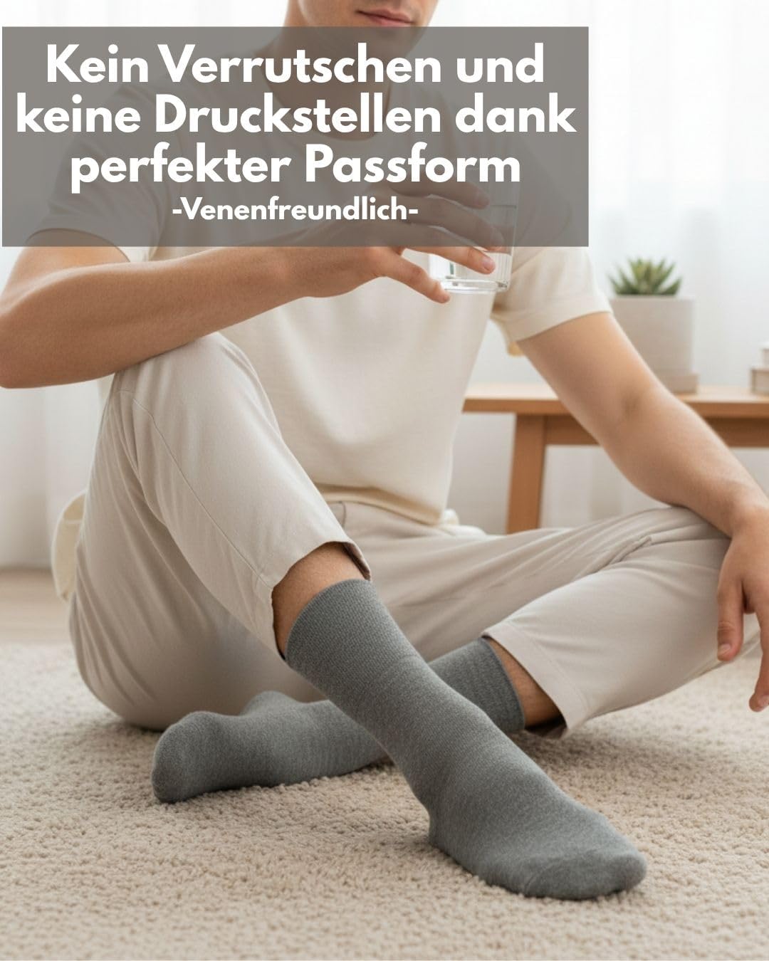 Detalle de sockenkauf24 Diabetikersocken ohne Gummi & Naht – 97% Baumwolle (6 Paar) Diabetiker Socken mit Komfortbund für Damen & Herren