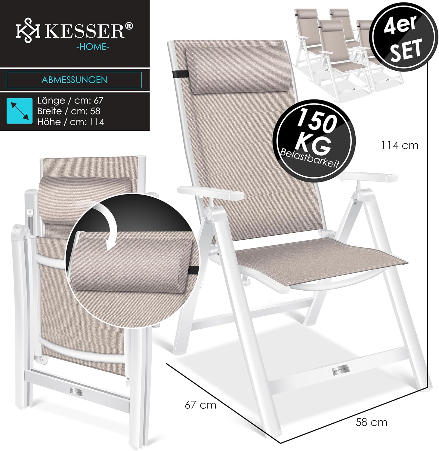 Thumbnail 1 de KESSER® Sillas de jardín con respaldo alto y ajustes