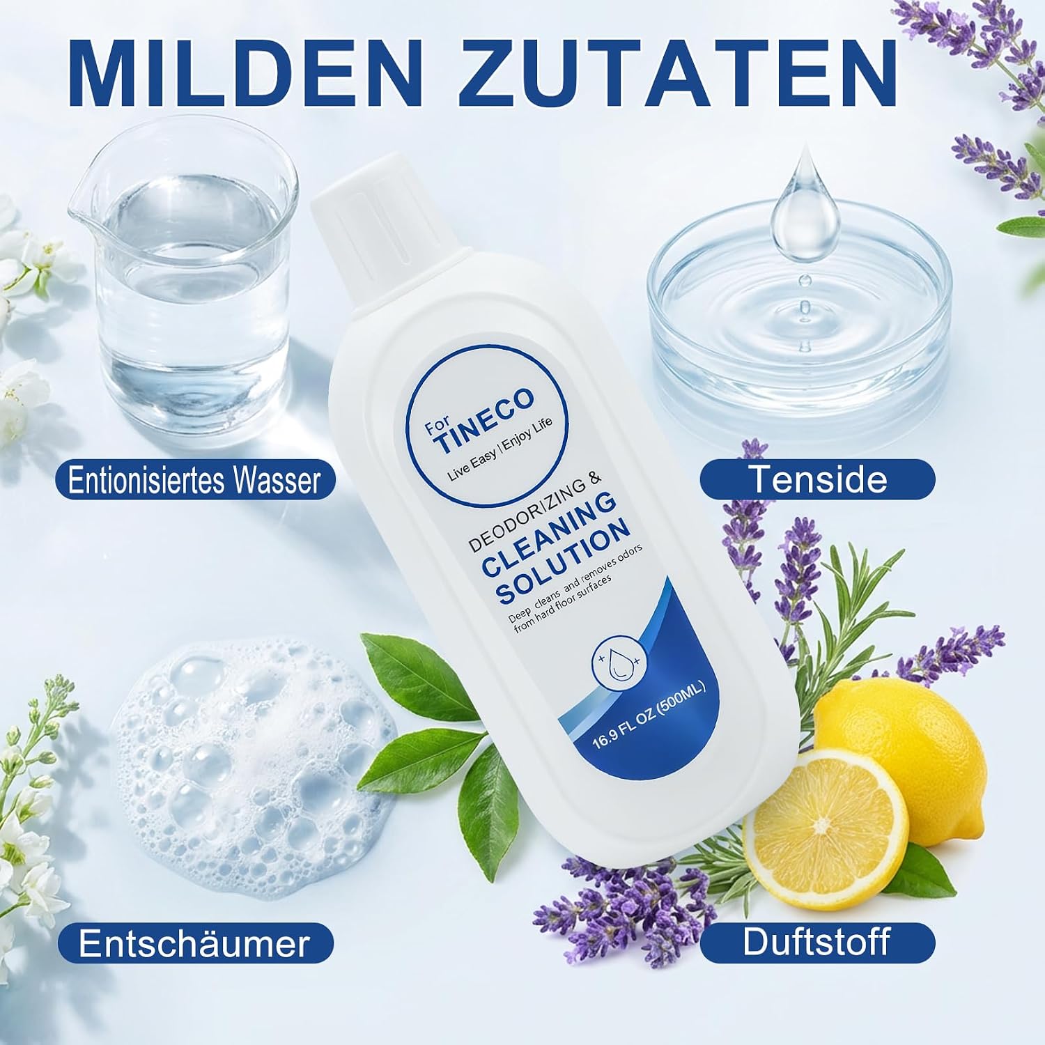 Detalle de 3er-Pack Reinigungsmittel für Tineco iFloor & Floor One S-Serie – Hochkonzentriert 1:200, 3x500 ml