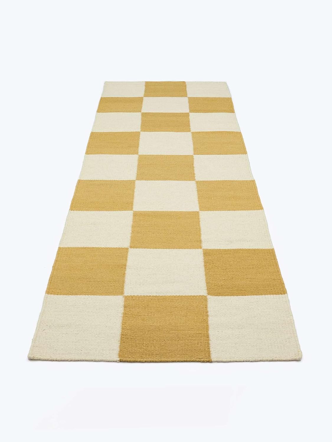Thumbnail 6 de RugVista Classic Chess Runner Rug, 80 x 250 cm, Yellow Wool-Cotton, Oeko-Tex 100
