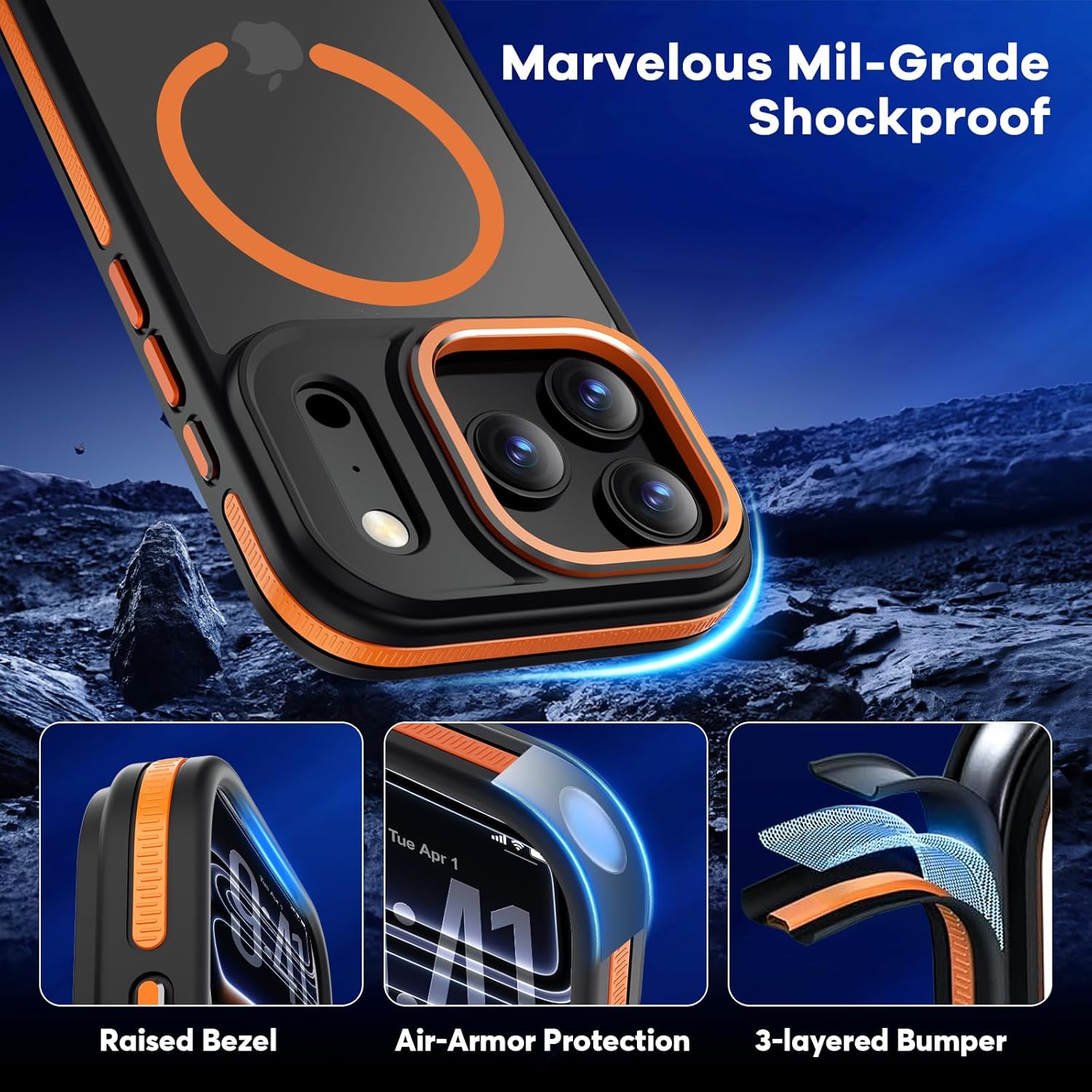 Thumbnail 4 de Misscase Case for iPhone 17 Pro Max with MagSafe, Privacy Screen Protector and Military-Grade Protection – Orange 6.9" Translucent Bumper