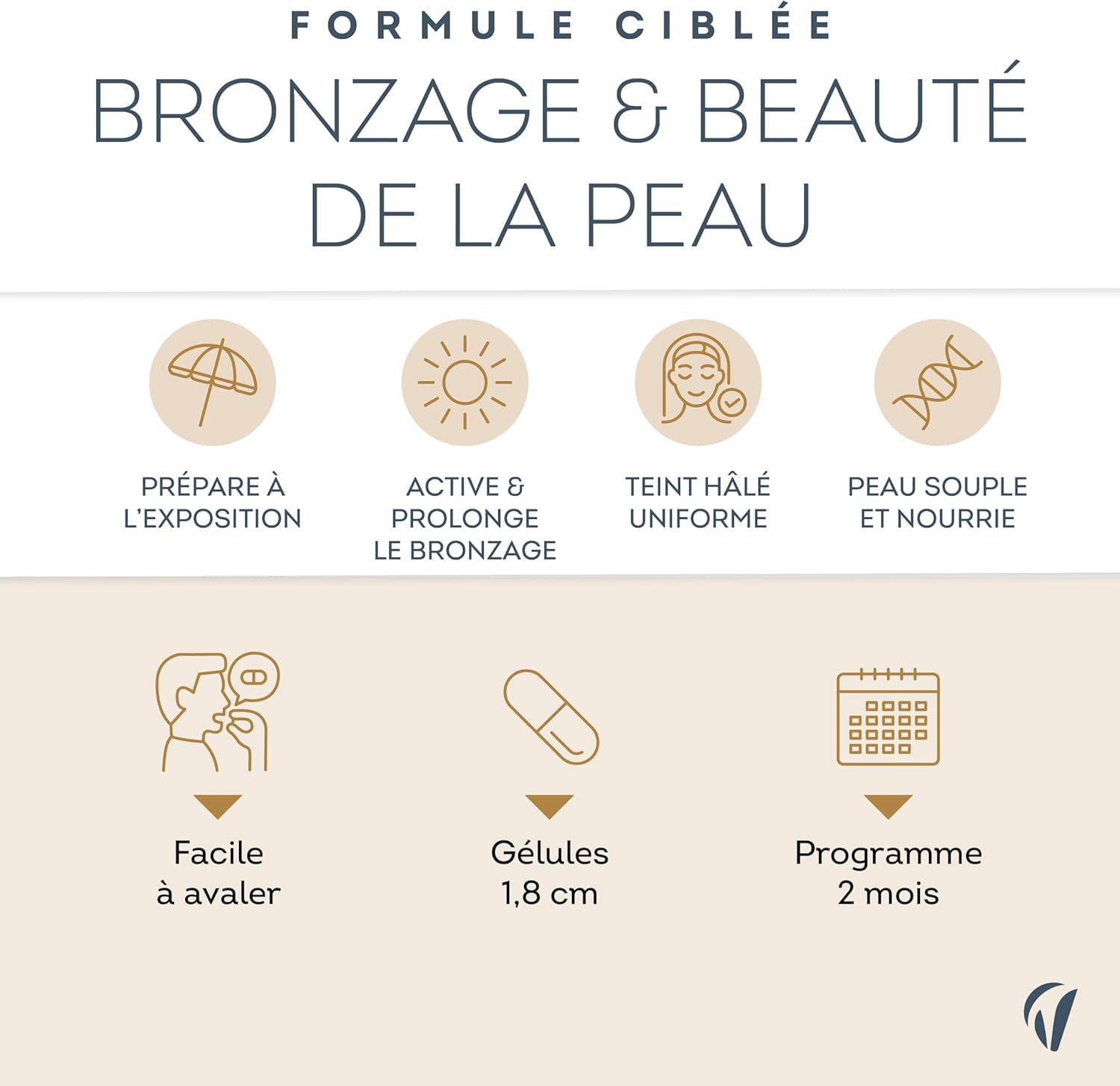 Detalle 2 de Vitavea Préparateur Solaire & Accélérateur de Bronzage – Hâle naturel et uniforme (60 gélules)