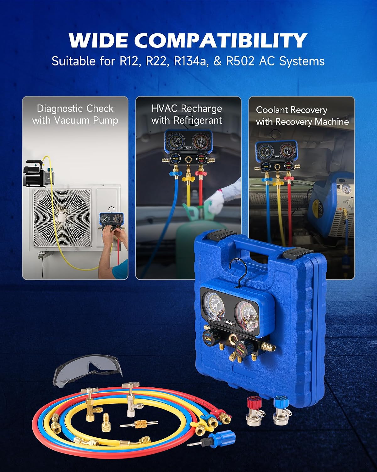 Thumbnail 3 de Orion Motor Tech AC Manifold Gauge Set for R134a, R12, R22 & R502