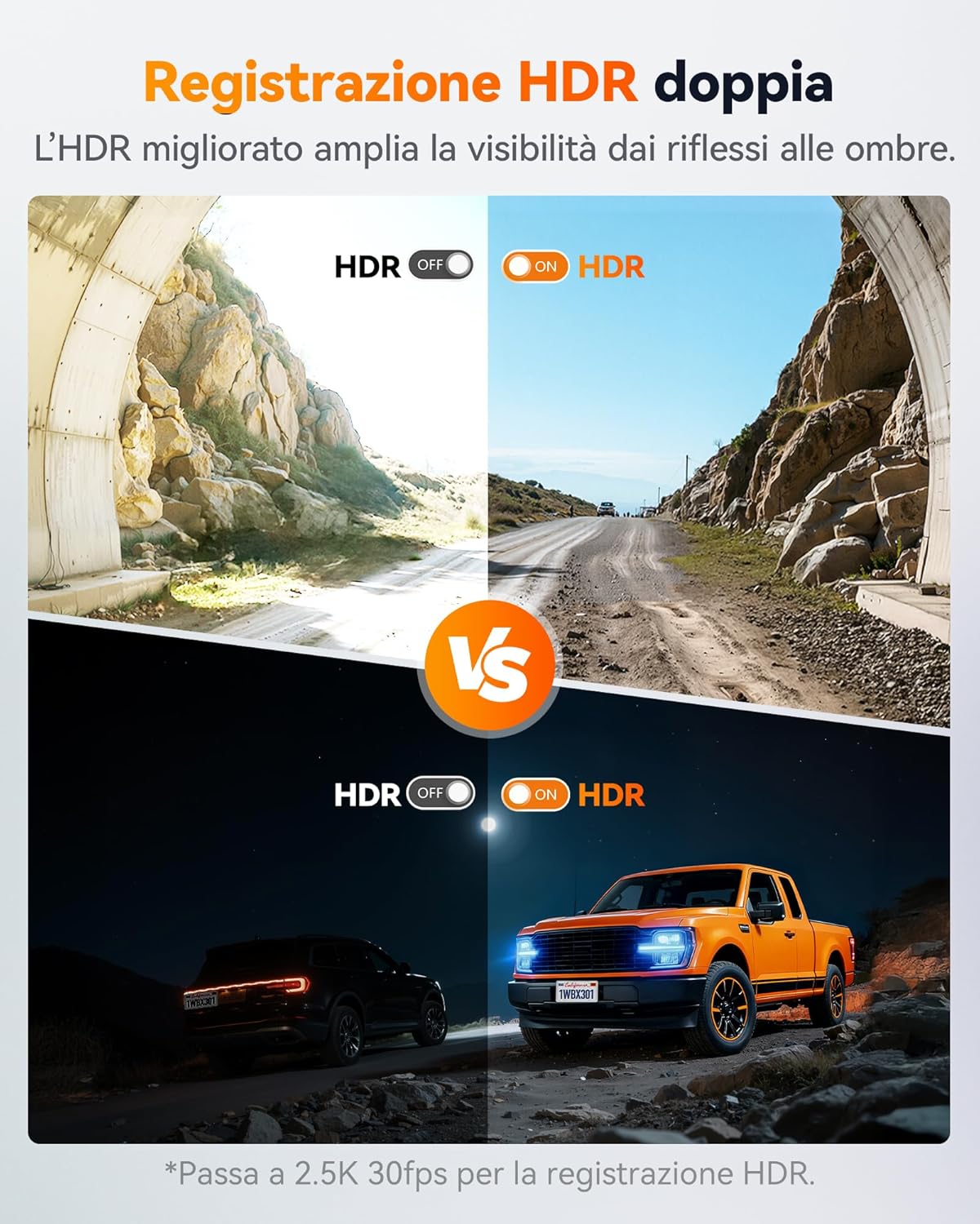 Thumbnail 3 de WOLFBOX X3 PRO Dashcam auto duale anteriore e posteriore con STARVIS 2 IMX675, 2,5K 60 FPS e ADAS