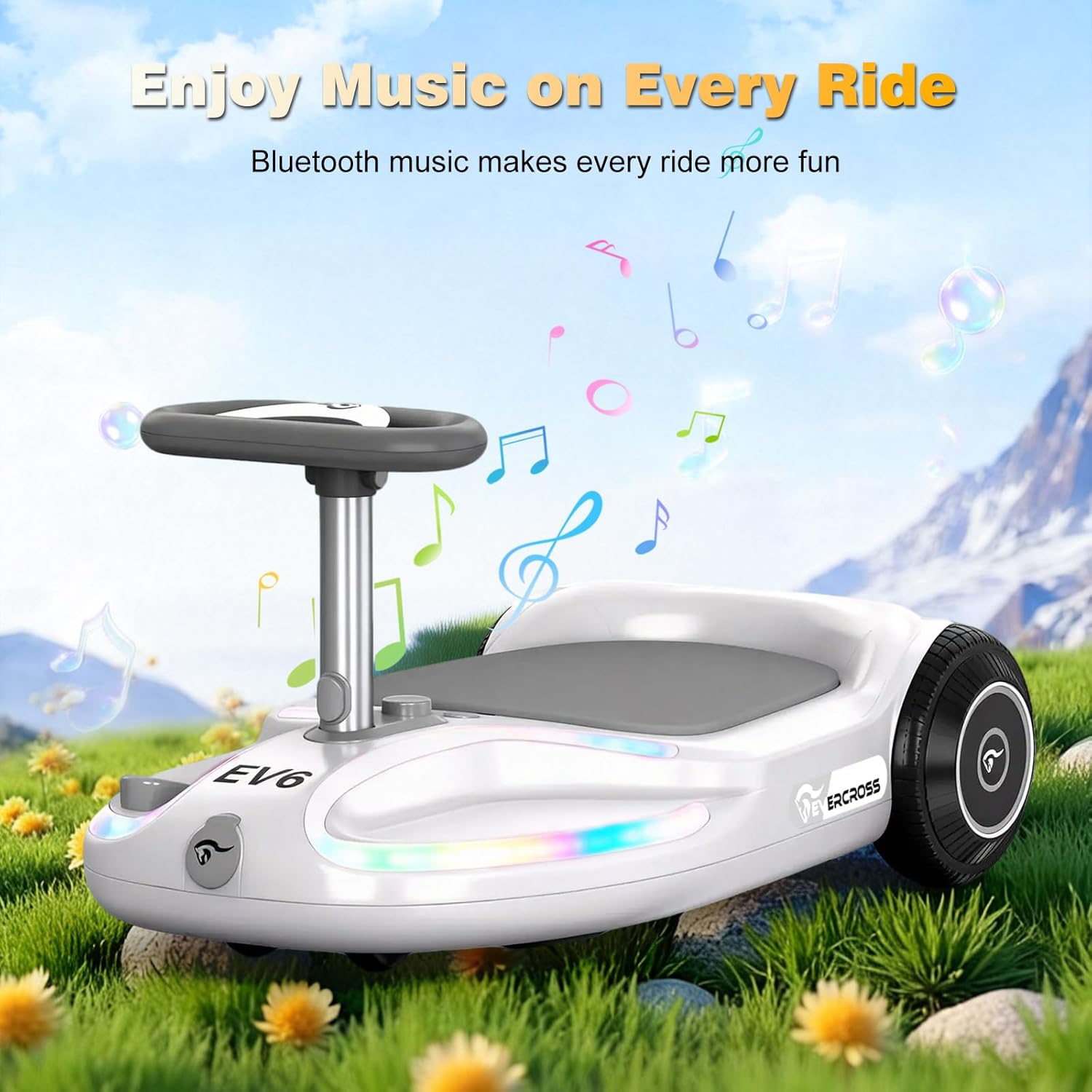 Detalle de EVERCROSS EV6: Fuoristrada elettrica 4-in-1 per bambini con 90W, LED, Bluetooth e guida a 360°