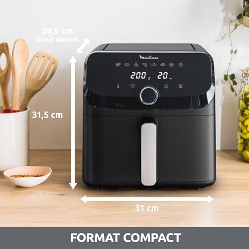 Detalle 2 de Moulinex Easy Fry Mega air fryer – 7,5 L, 8 programmes, Noir