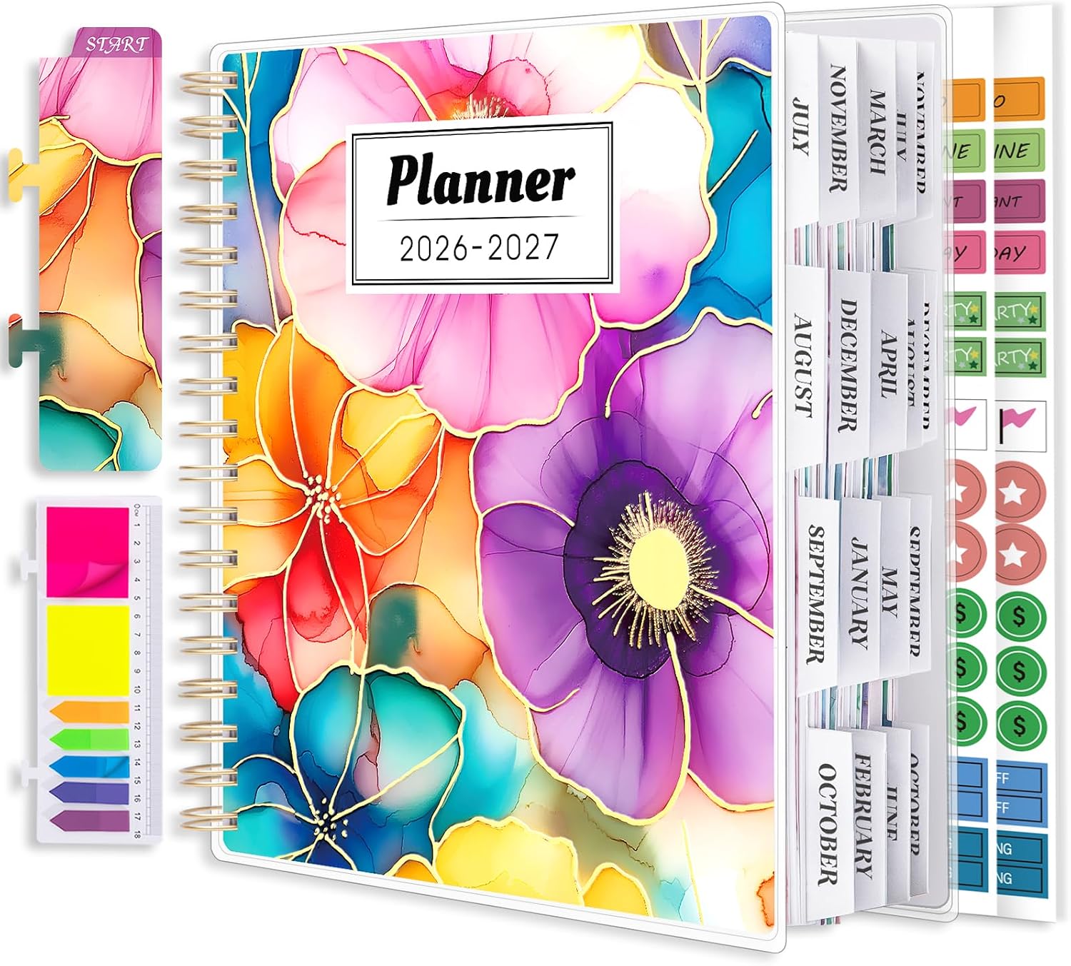 Detalle de montcool 2026-2027 Academic Planner, 18-Month Weekly and Monthly, Floral Cover