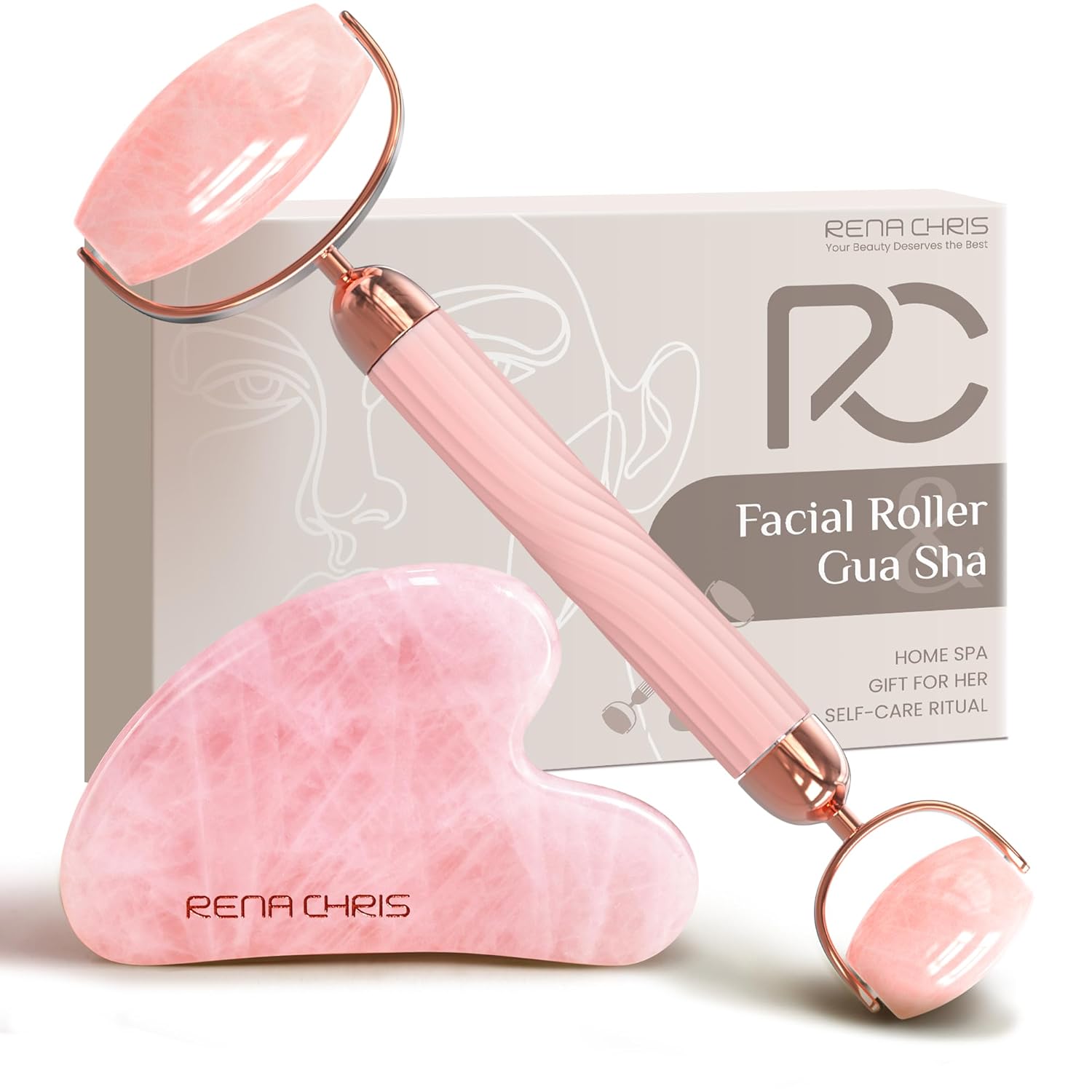 Rena Chris Gua Sha Gesichtsroller Rose