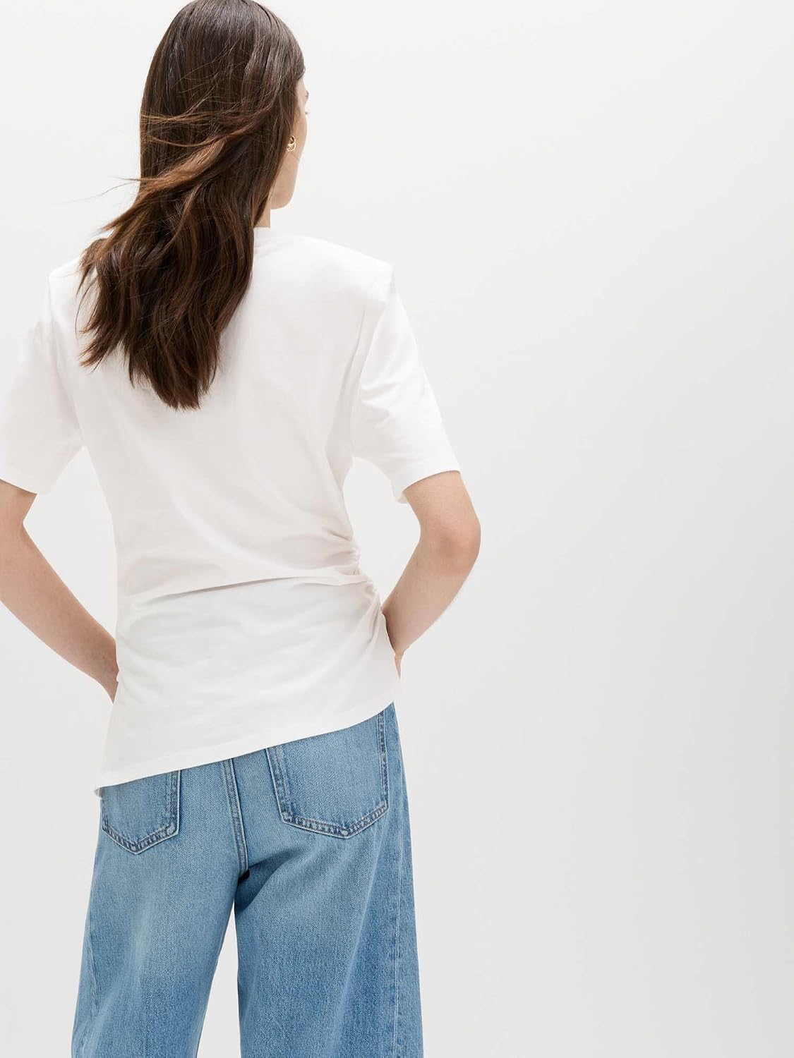 Detalle de Marks & Spencer T-shirt van puur katoen met gevoerde schouders en asymmetrische zoom