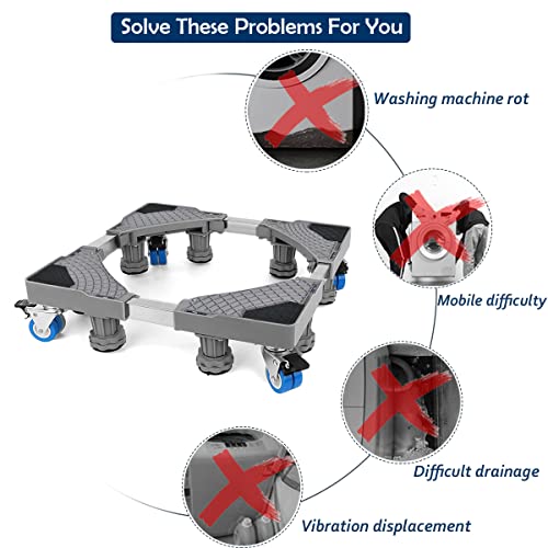 Thumbnail 3 de NIUXX base lavadora regulable con 8 pies + 4 ruedas (42–66 cm) y función antideslizante