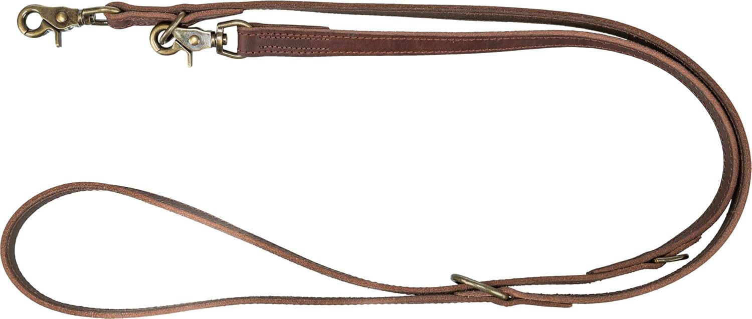 Detalle de Trixie 19003 Rustic – Guinzaglio in Pelle Grassa Marrone Scuro, 2,00 m x 25 mm (L‑XL) con ganci Trigger Snap regolabili