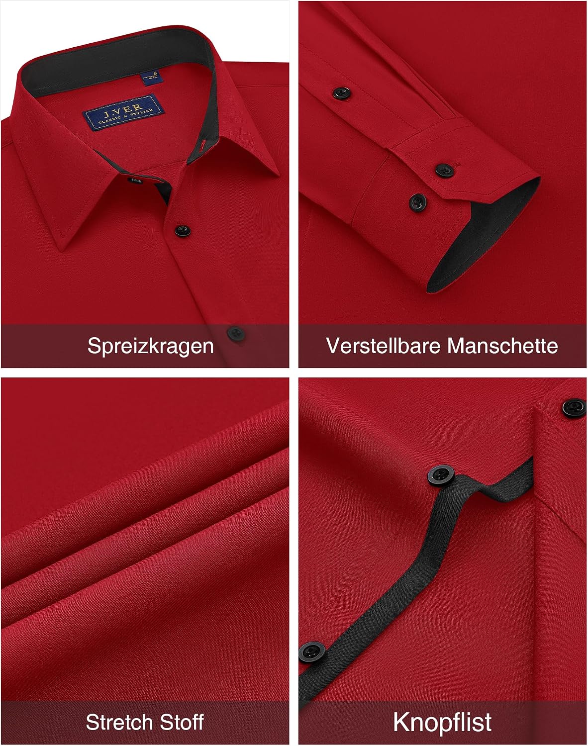 Detalle 1 de J.VER Herren-Hemd Langarm Stretch Regular Fit