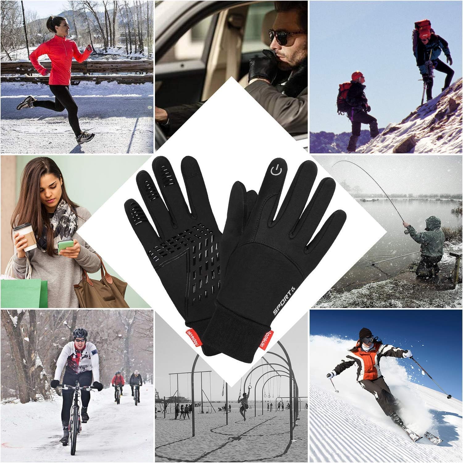 Thumbnail 4 de Cevapro Fahrradhandschuhe Warme Winterhandschuhe wasserdichte Touchscreenhandschuhe