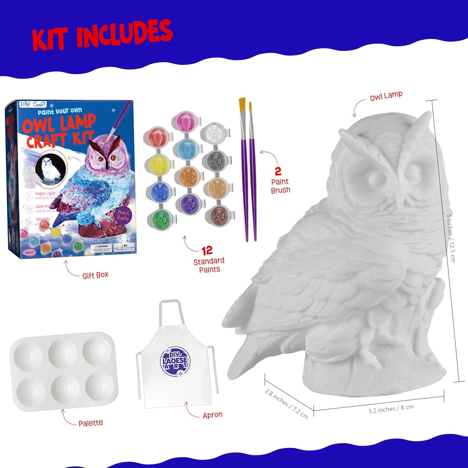 Thumbnail 3 de DIY-LAOESE Paint Your Own Owl Lamp Kit – painting and craft kit for kids