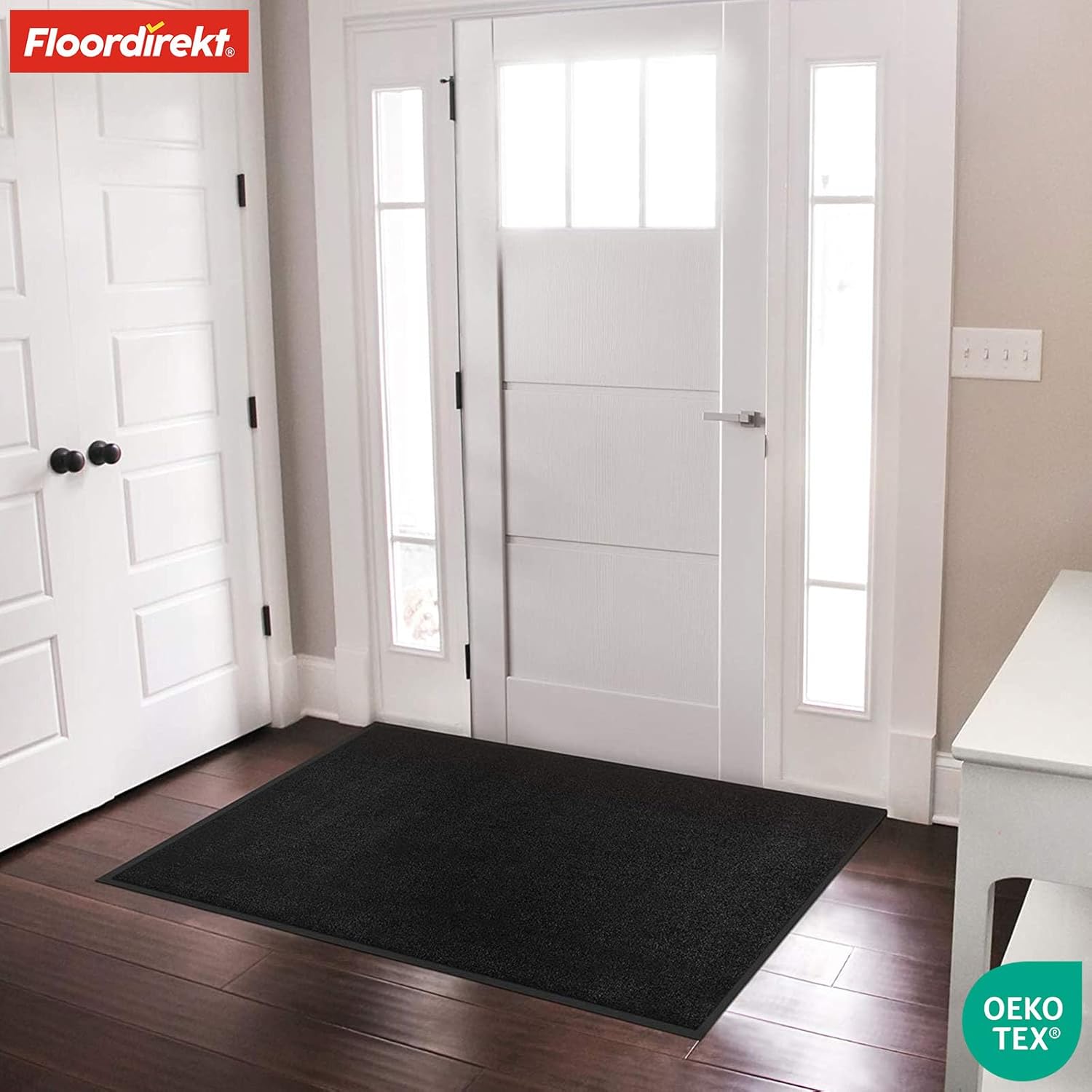 Thumbnail 1 de Floordirekt Schmutzfangmatte Rhine – waschbare Türmatte mit rutschfester Rückseite (Schwarz, 200 x 300 cm)
