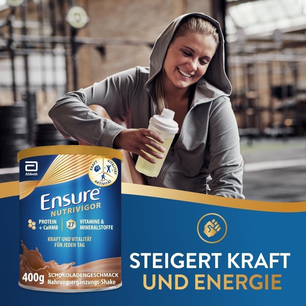Detalle de Ensure NutriVigor Schoko 400g – Nährstoffshake für ausgewogene Ernährung und mehr Energie