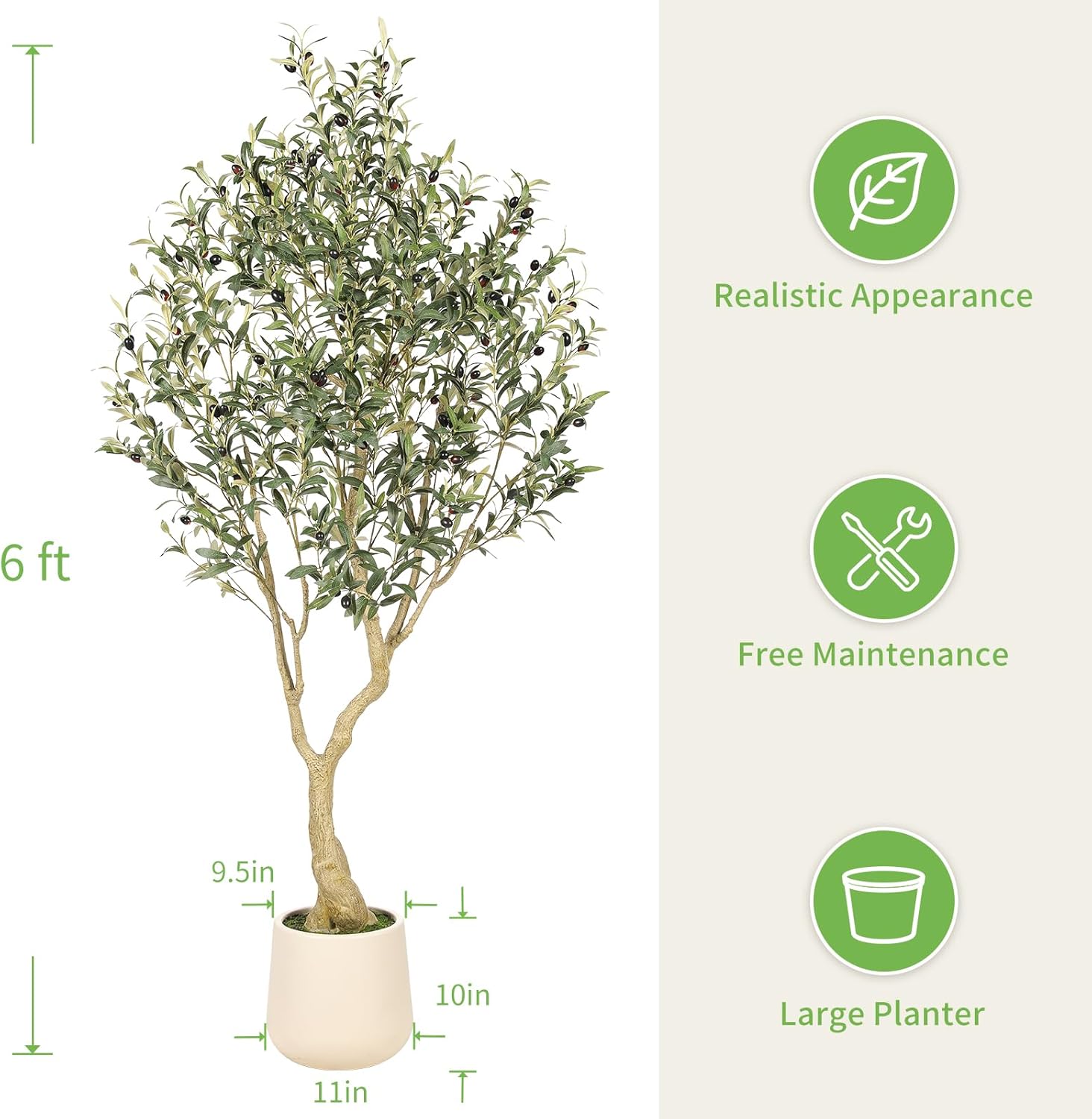 Thumbnail 2 de 6ft Artificial Olive Tree with Planter
