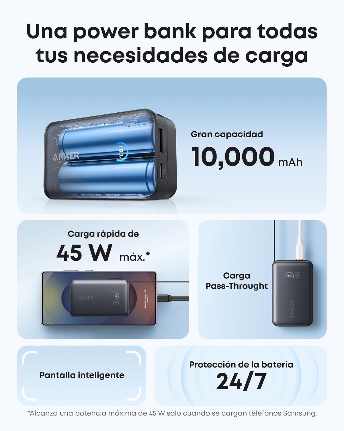 Detalle de Anker Nano Power Bank 10000 mAh 45W