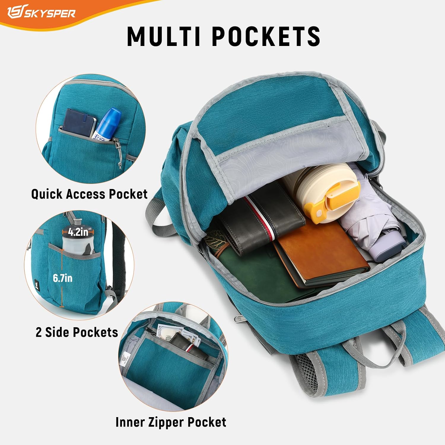 Thumbnail 3 de SKYSPER Small Anti-Theft Hiking Backpack 18L RFID Packable Daypack