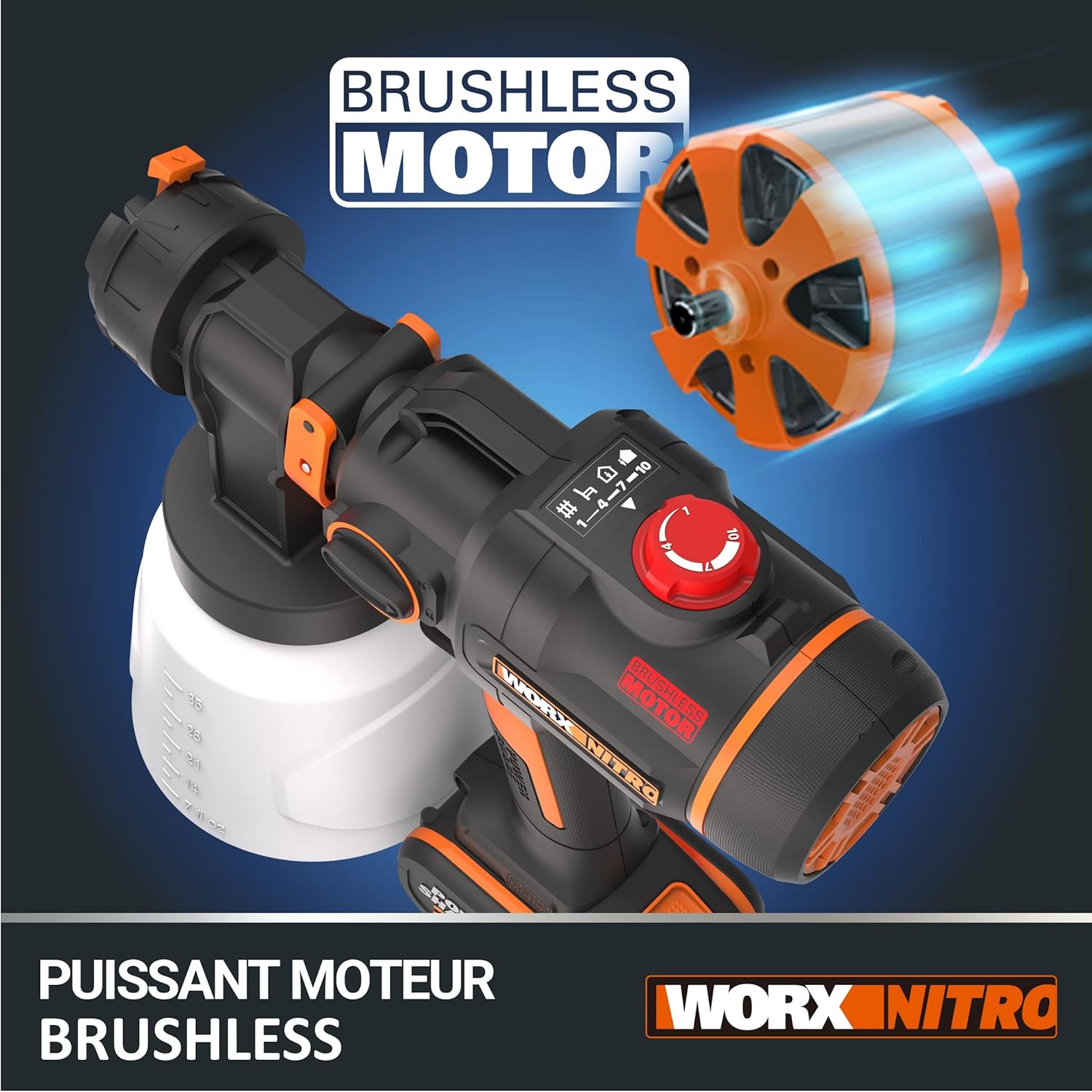 Thumbnail 2 de WORX Pistolet à Peinture sans Fil WX020.9 20V – 1 L, 4 buses et 3 modes de pulvérisation, sans batterie ni chargeur