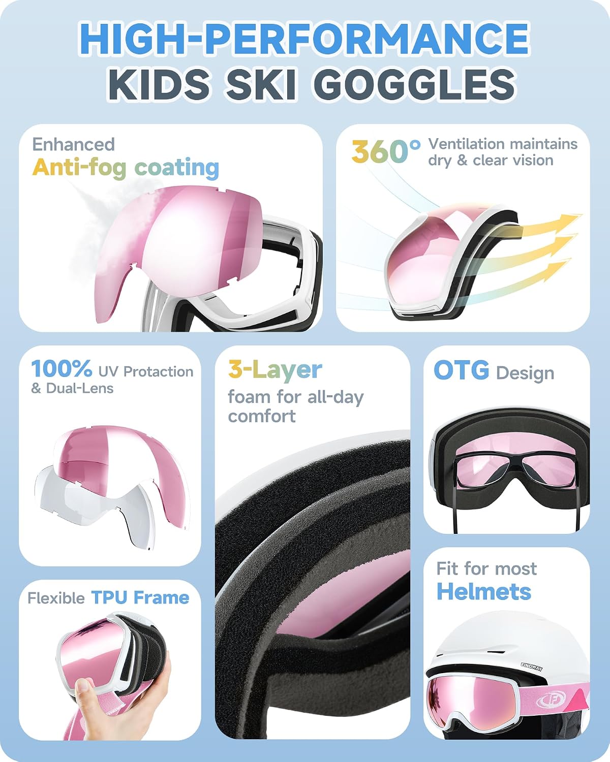 Thumbnail 4 de Findway Skibrille Kinder 3-12 Jahre