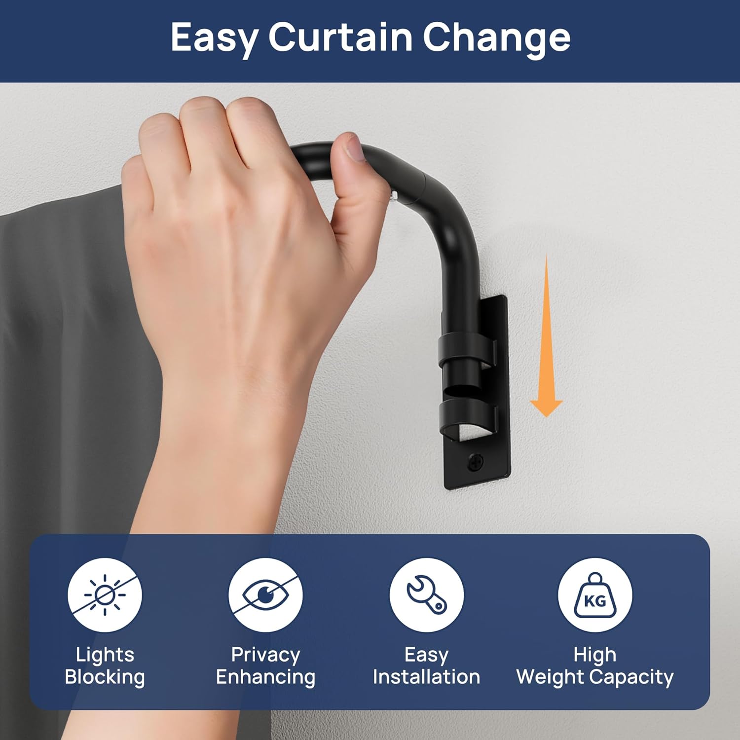 Detalle 2 de ENJOYBASICS Blackout Curtain Rod 30–86 in