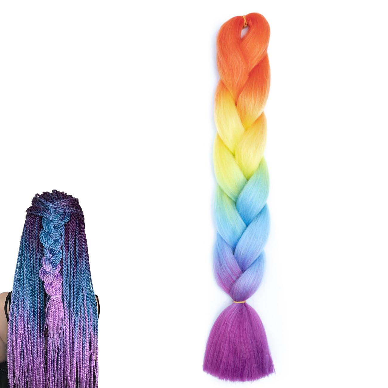 Thumbnail 6 de prinfantasy Jumbo Zöpfe Haarverlängerung Blau – 60 cm synthetische Zopf-Braids für Afro-Haar, 100 g