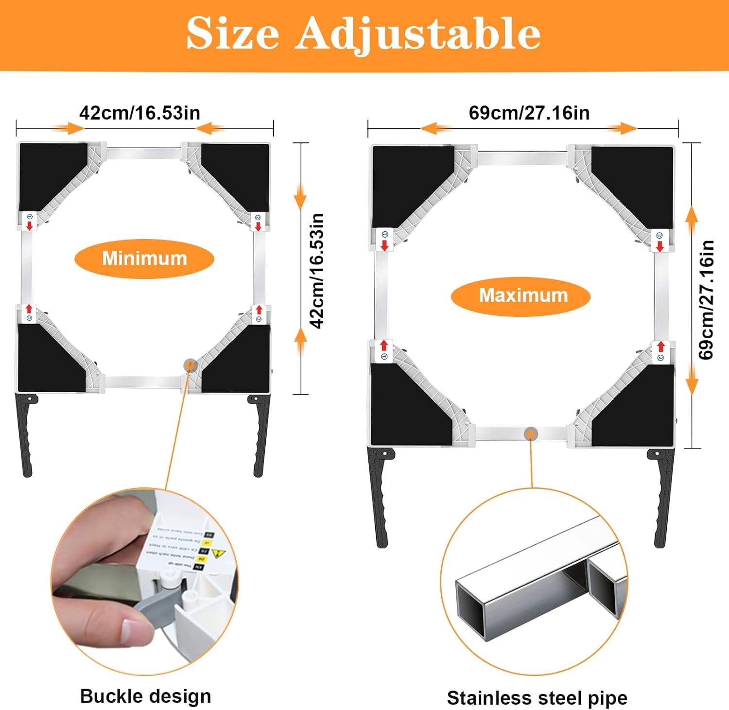 Thumbnail 2 de NIUXX base universelle pour machine à laver avec anti-vibration et freins réglables (42 à 69 cm)