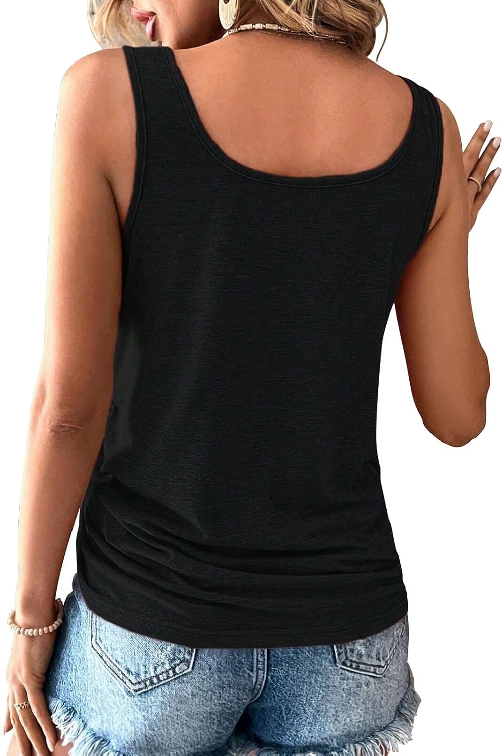 Thumbnail 4 de Cuptacc Damen Tank Top im Henley-Stil mit U-Ausschnitt und verstellbaren Seitengurten