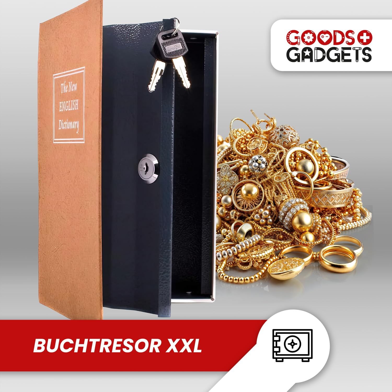 Detalle 2 de GOODS+GADGETS 25457402 Book Safe, 24 x 15 cm, Key Lock, Steel Walls