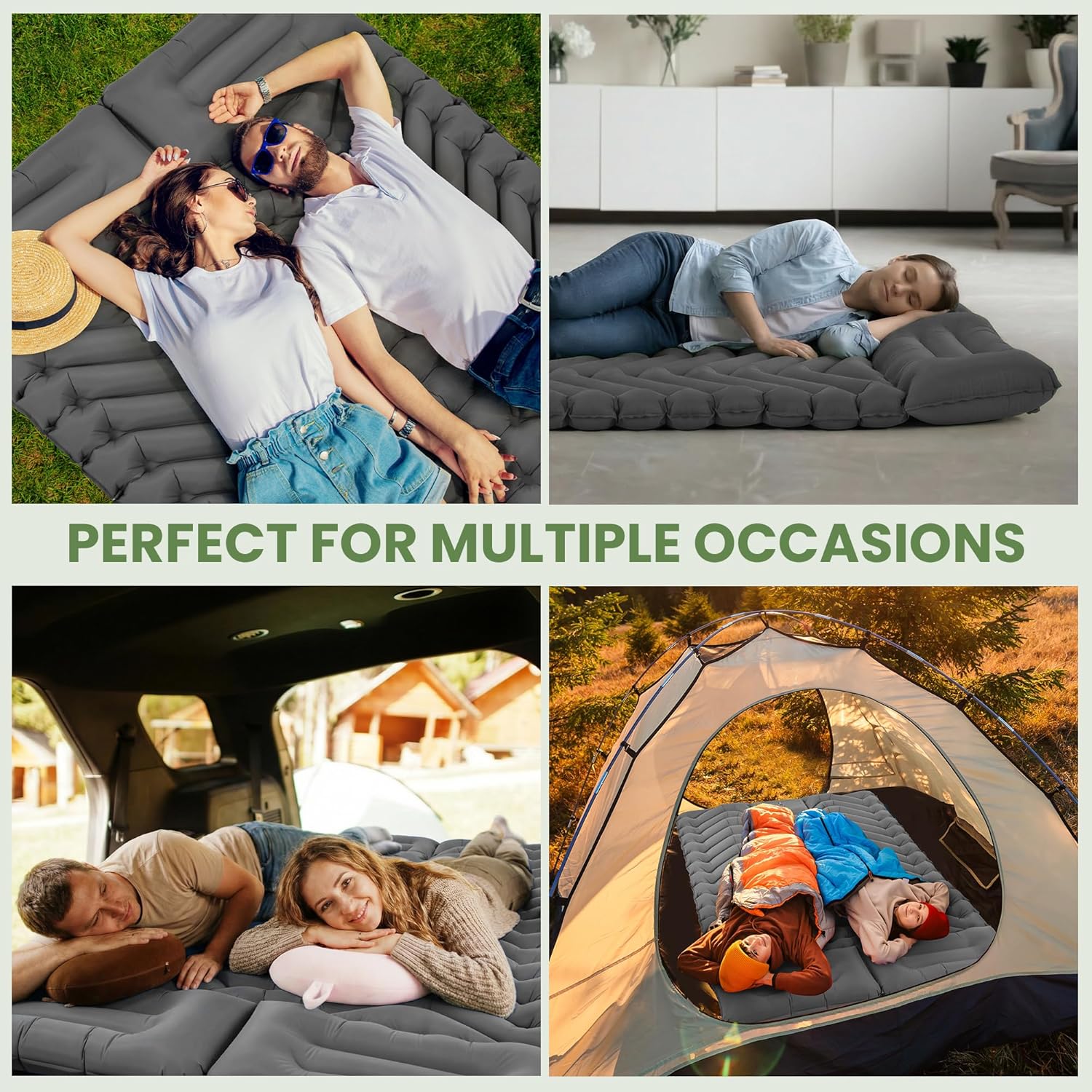 Thumbnail 4 de ROPODA Double Camping Inflatable Mattress with Built-in Foot Pump