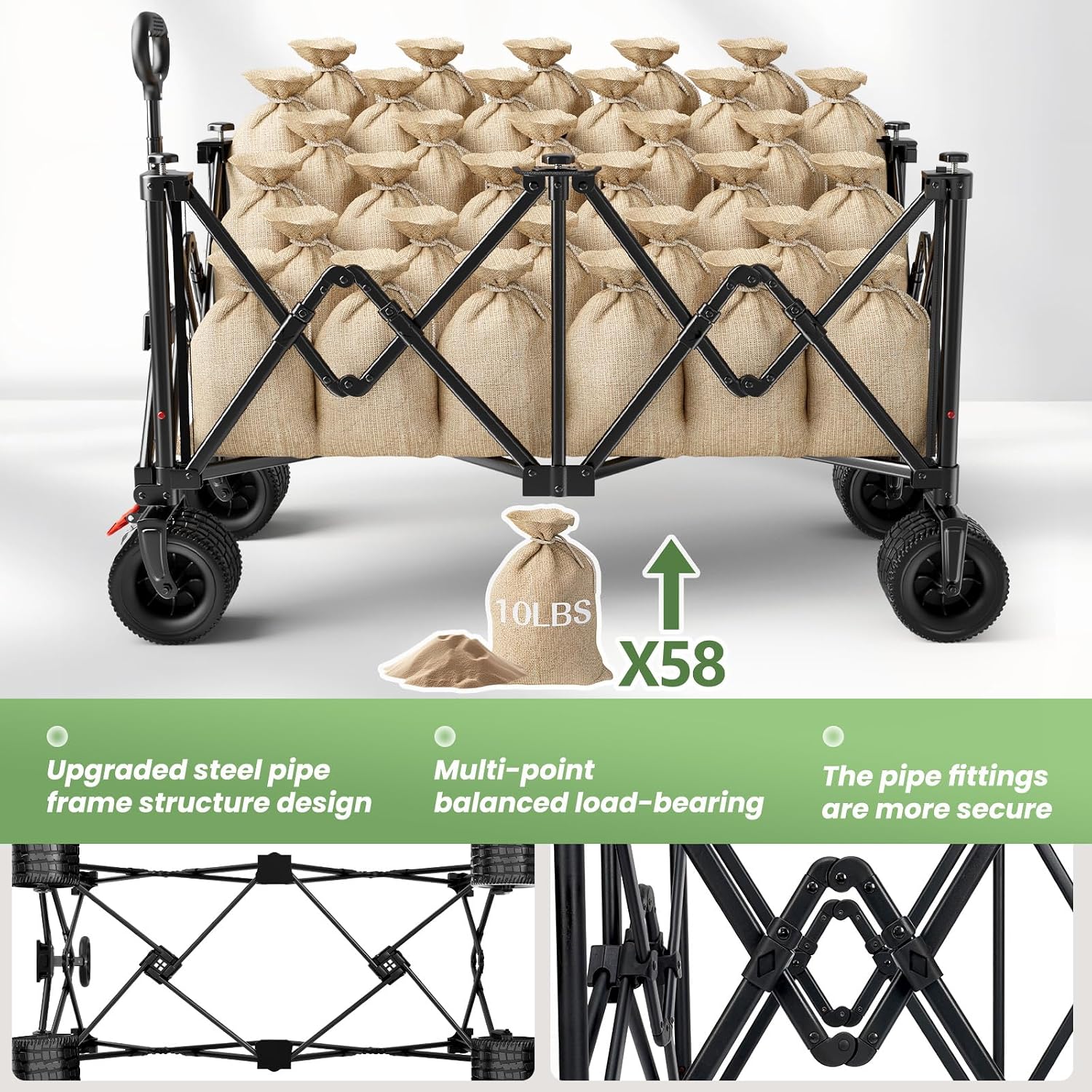 Thumbnail 6 de SYOCYO SY-L Foldable Utility Wagon, 340L, 580-lb Capacity, All-Terrain Wheels