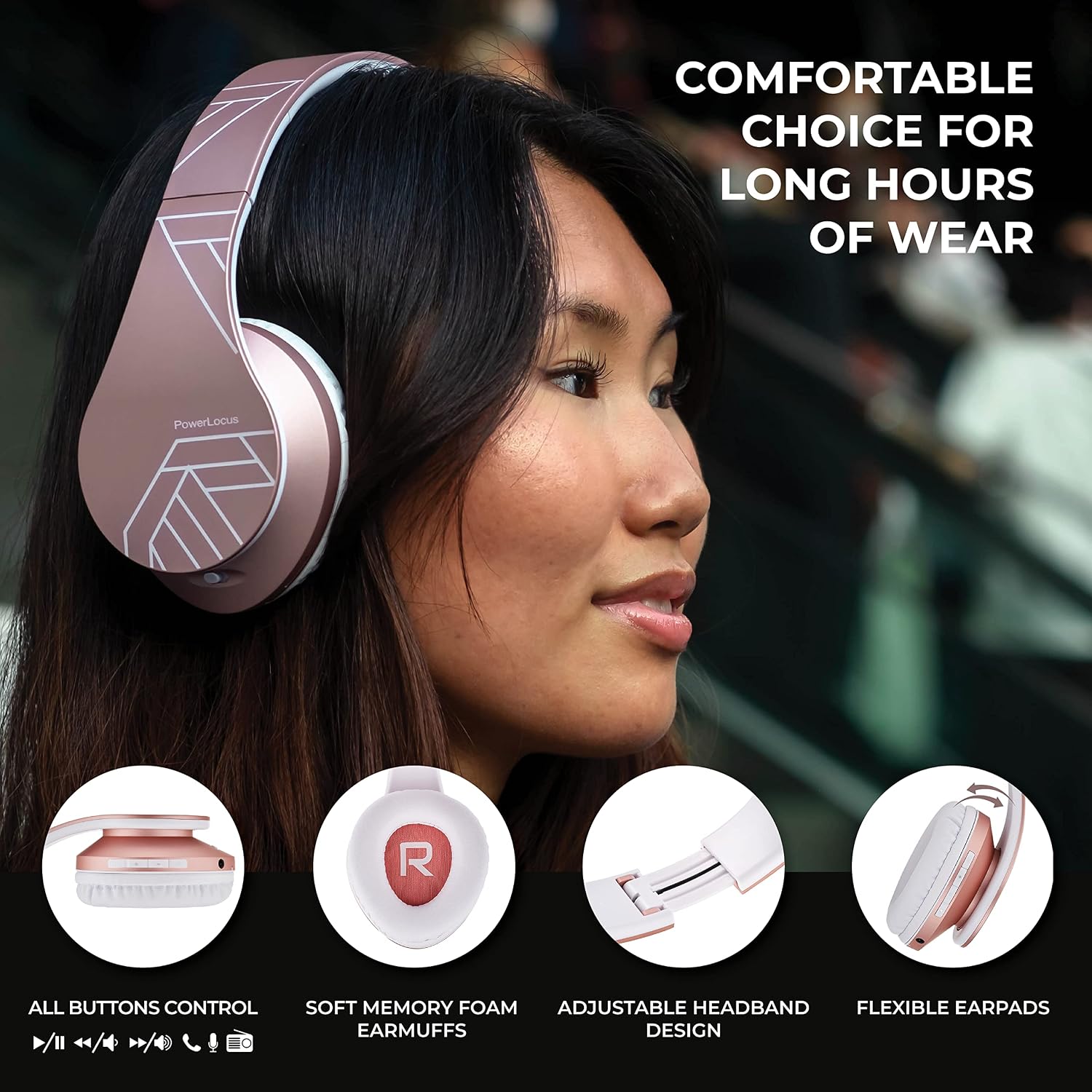 Detalle 2 de PowerLocus Bluetooth Over-Ear Kopfhörer 15 Std