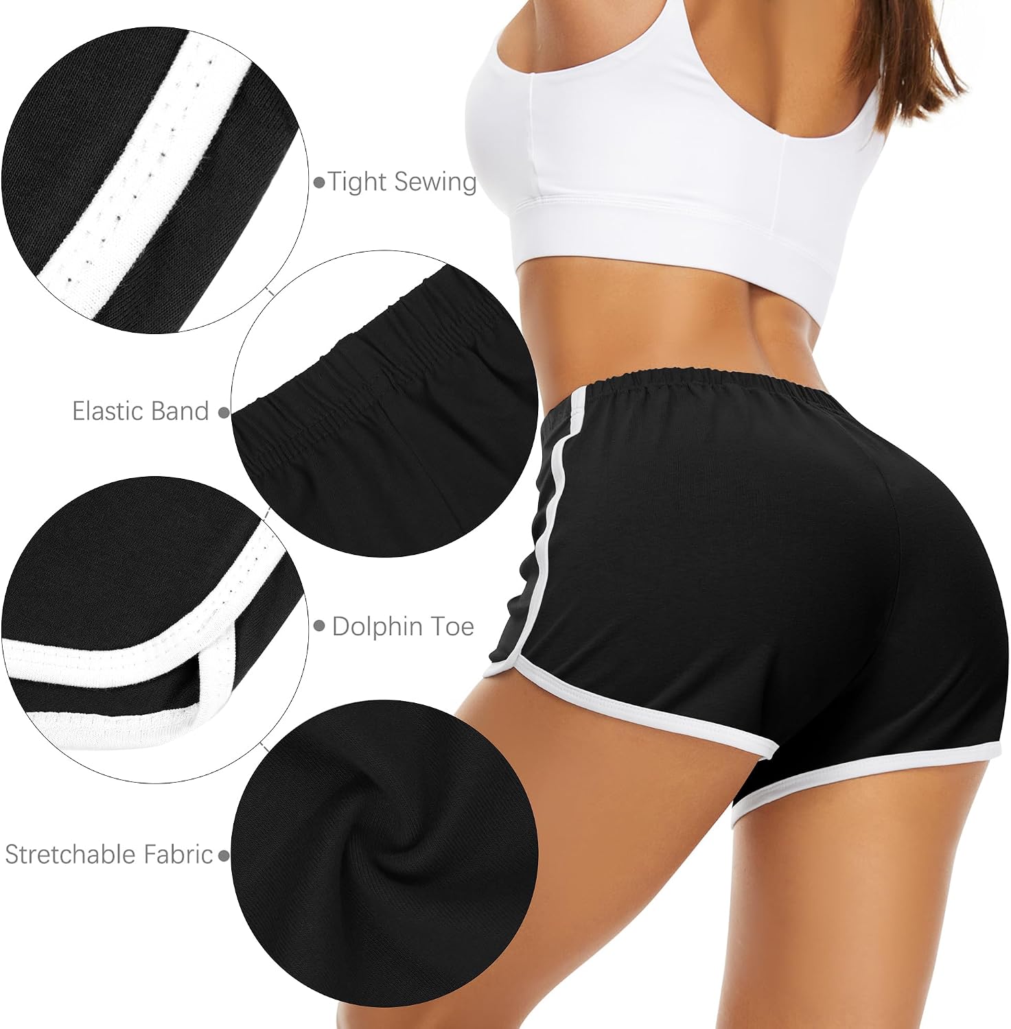 Thumbnail 4 de URATOT 7-Pack Women’s Cotton Dolphin Shorts (Athletic, Yoga, Lounge)