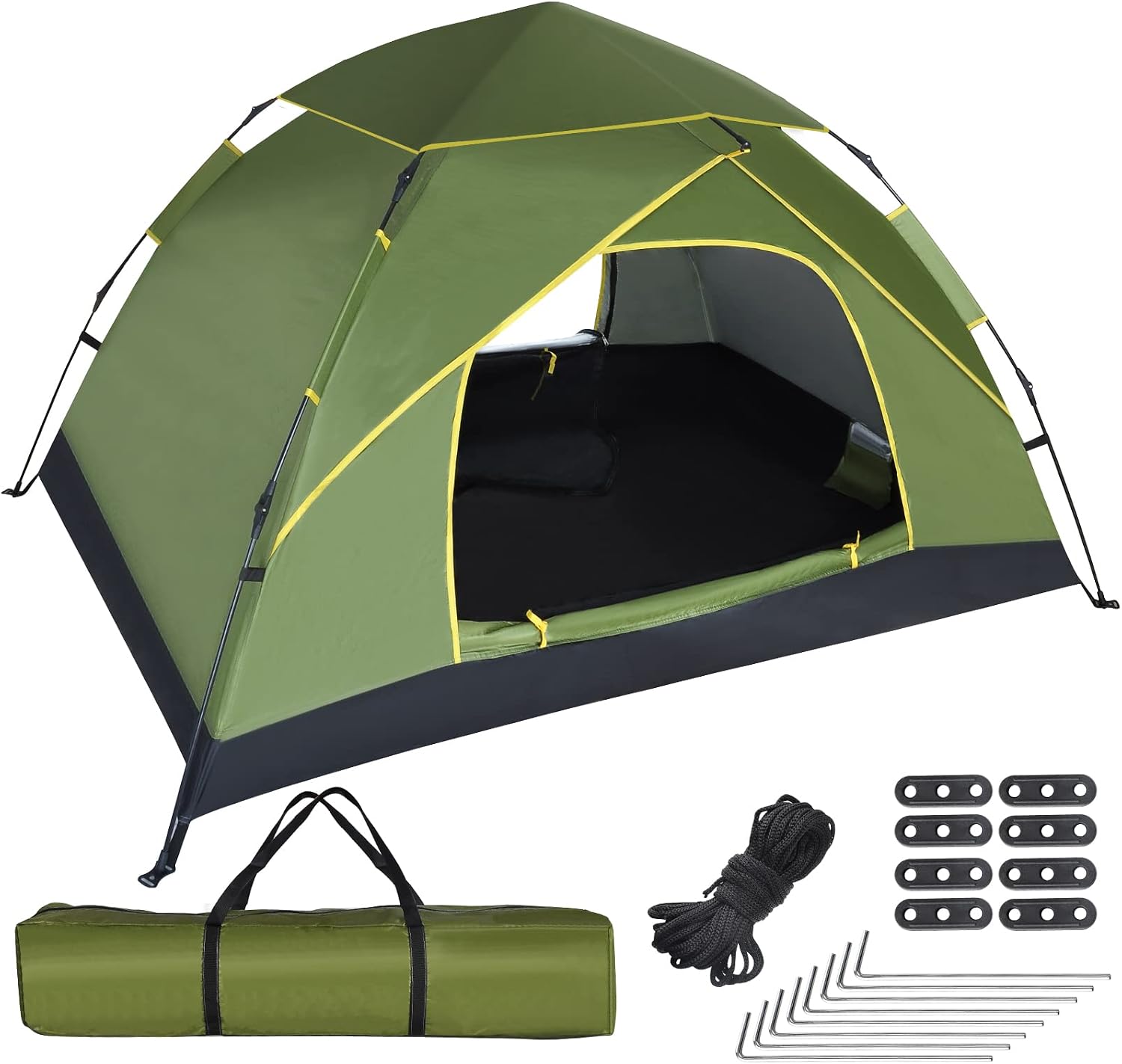 GEEDIAR 3-4 Person Instant Pop Up Tent: Easy Setup, 3000mm Waterproof Dome for Festivals and Outdoors