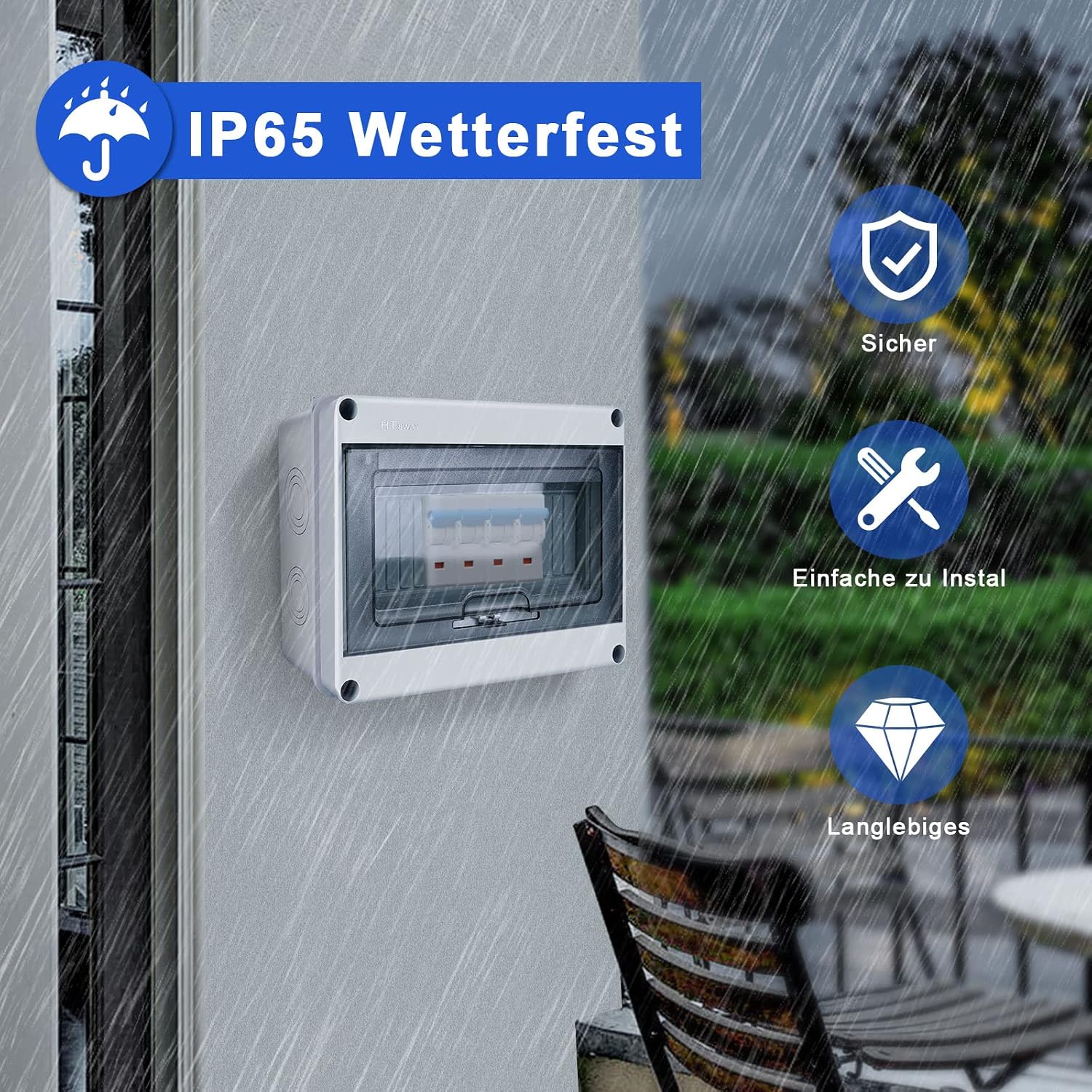 Detalle 2 de HOSPAOP 701203829404 opbouwverdeler IP65, 8 modules en messing klemmen