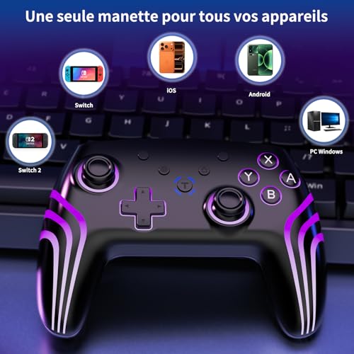 Detalle de Manette Reddening Lot de 2 avec Station de Charge pour Switch 2 et plus – Performance, RGB et Gyroscope