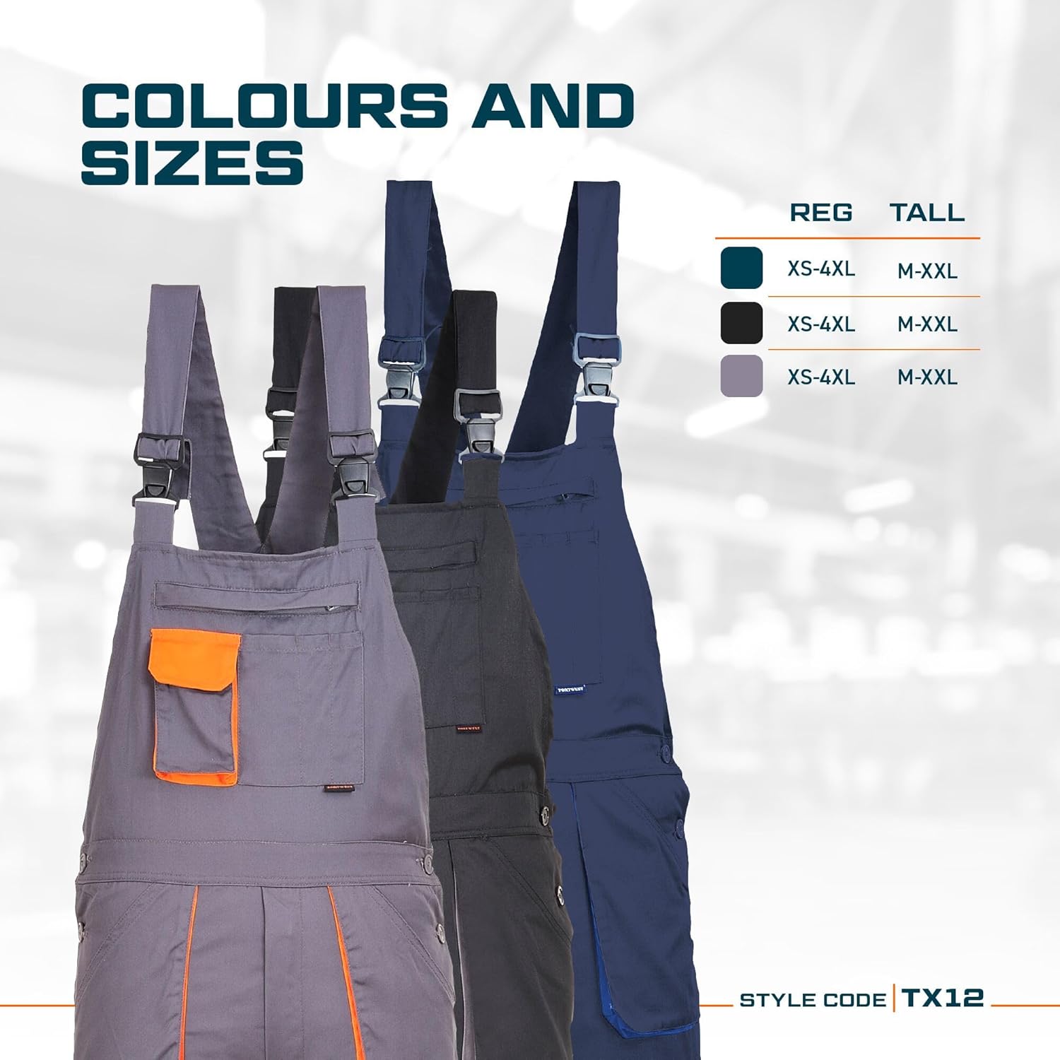 Thumbnail 2 de Portwest TX12 Texo Contrast Bib and Brace Overalls for Men
