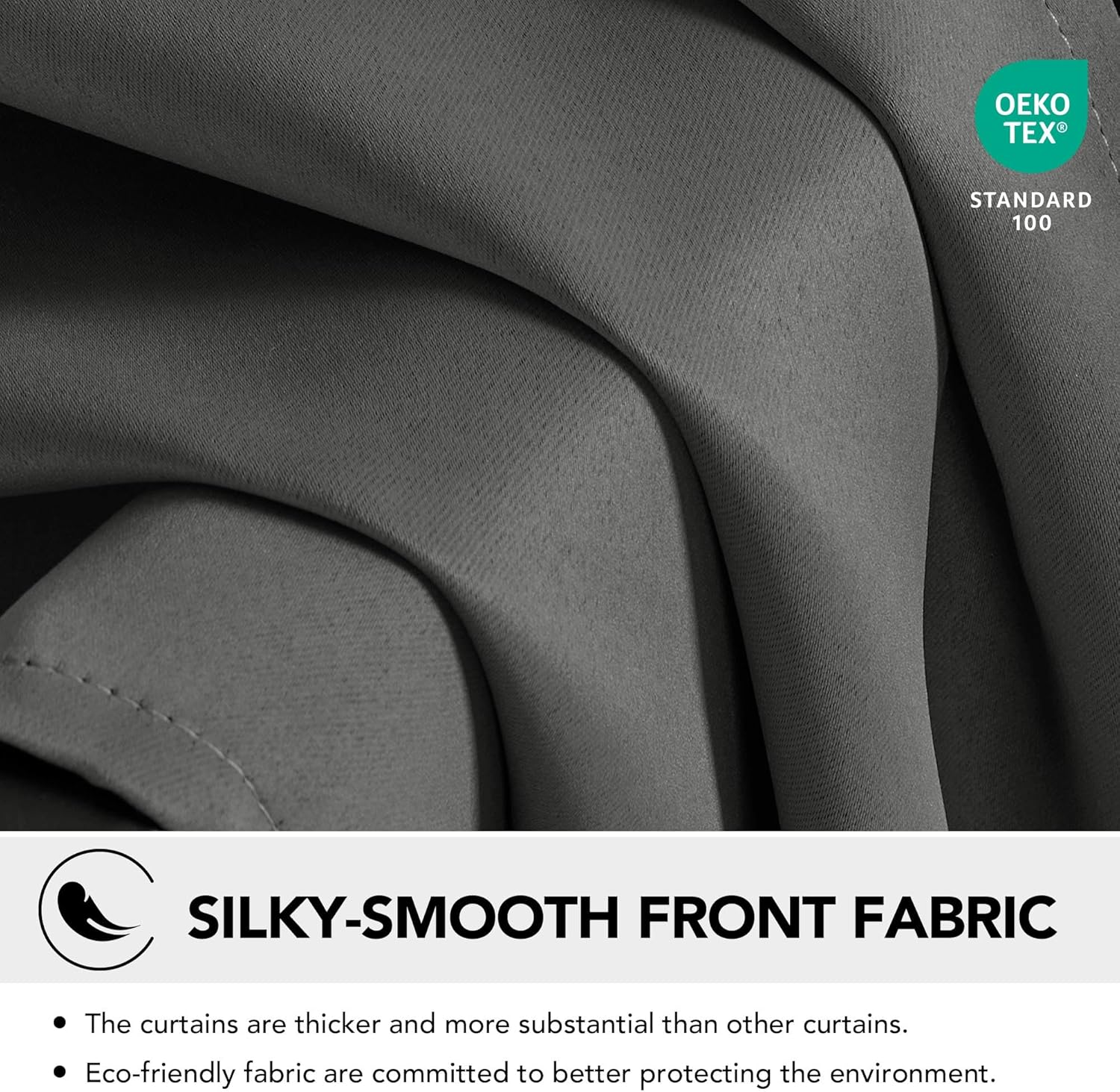 Thumbnail 5 de Deconovo Thick Thermal Door Curtain 52 x 84 Inch (132 x 214 cm) – Blackout, Cold-Resistant, Microfiber Quilted Lining in Light Grey, 1 Panel